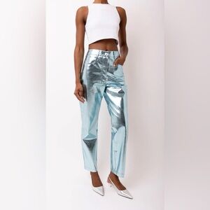 AMYLYNN USA LUPE ICE BLUE METALLIC TROUSERS Size Large
